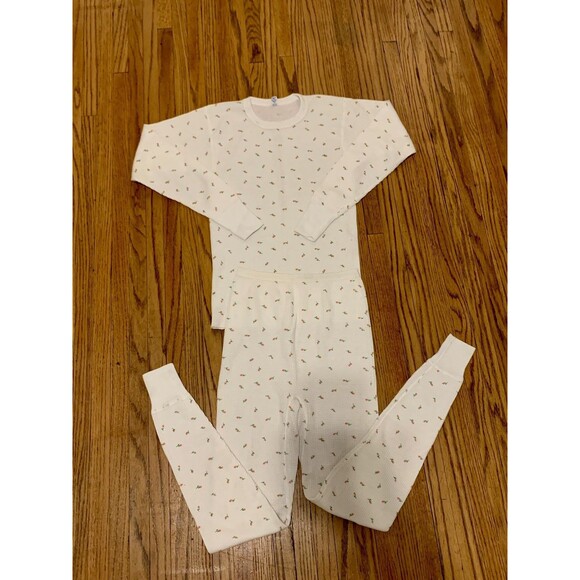 VTG 60s Lady Arctex S Rose Floral Thermal Long John Shirt Pants SET Waffle Under - Picture 2 of 11